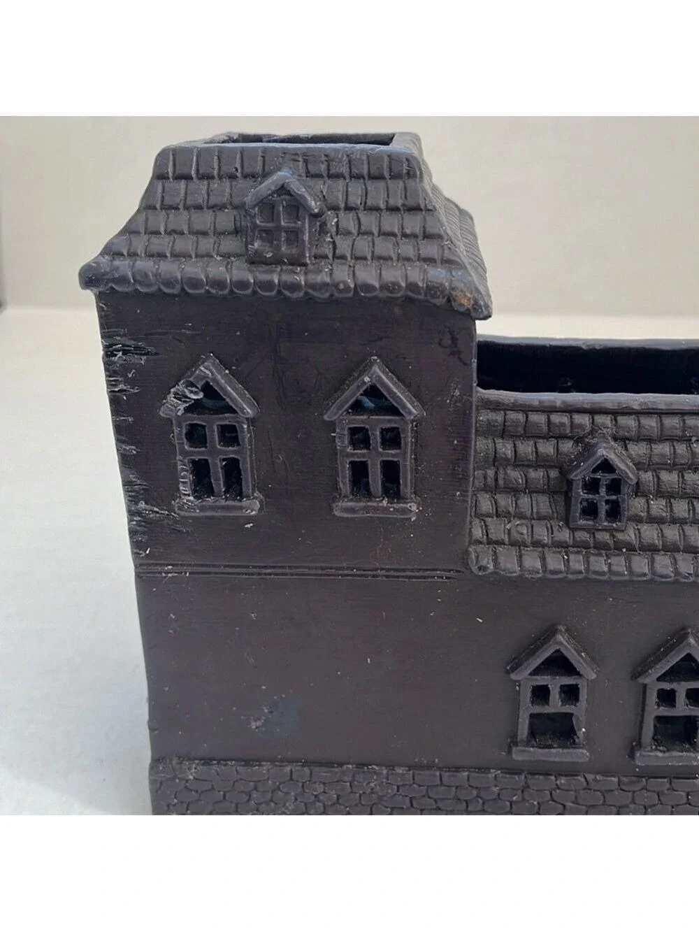 Pottery Barn Wax Haunted House Votive Candle Holder Halloween Vintage Black